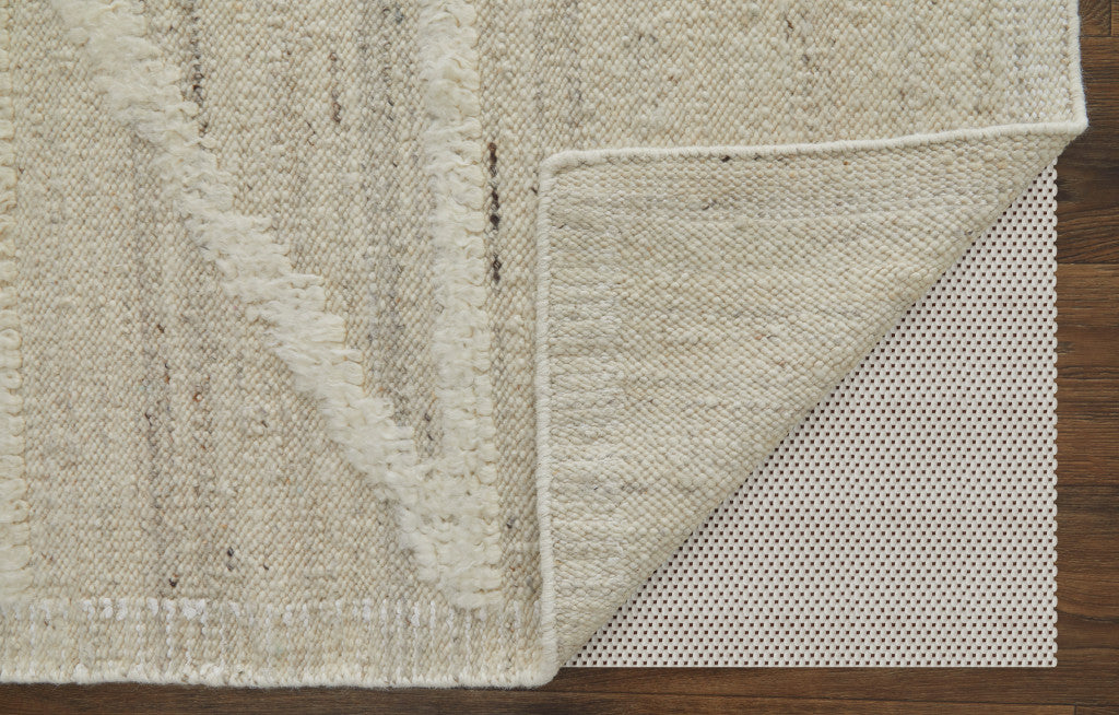 4 x 6 Tan & Ivory Wool Geometric Hand Woven Rug