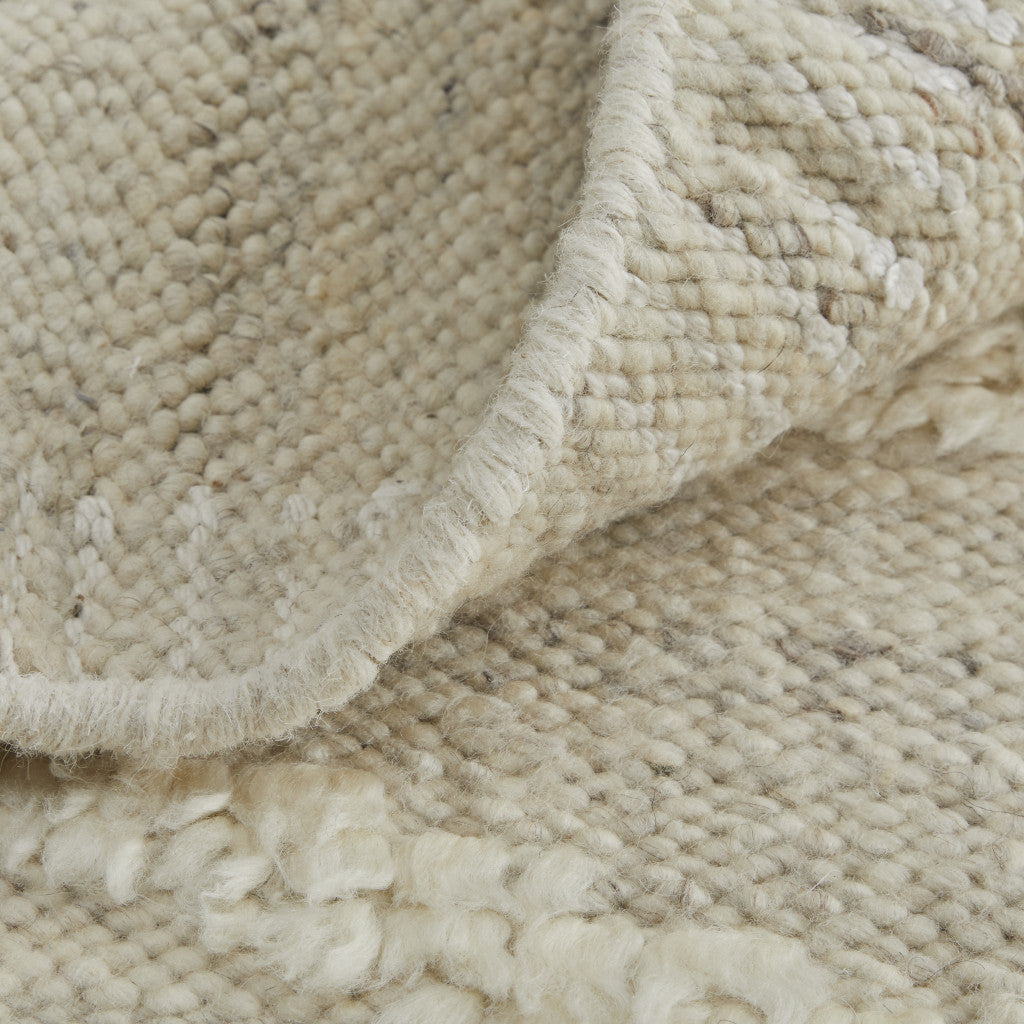 4 x 6 Tan & Ivory Wool Geometric Hand Woven Rug