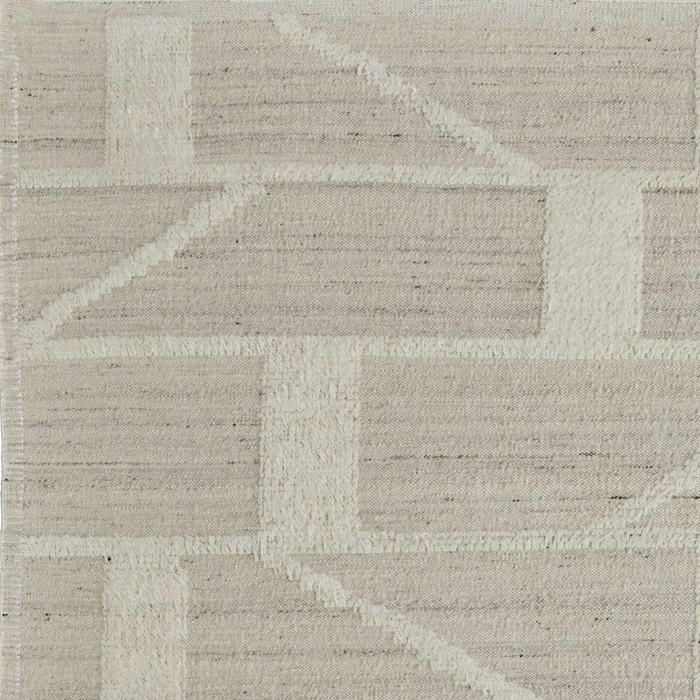 4 x 6 Tan & Ivory Wool Geometric Hand Woven Rug