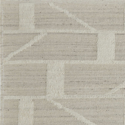 4 x 6 Tan & Ivory Wool Geometric Hand Woven Rug