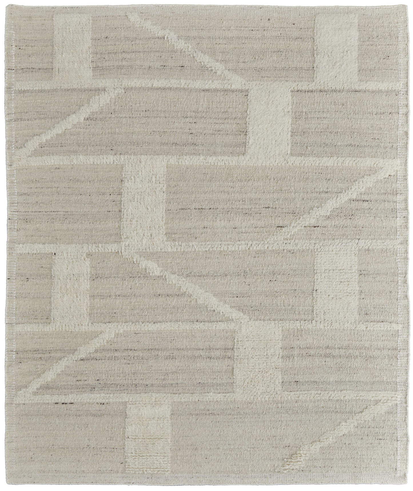 4 x 6 Tan & Ivory Wool Geometric Hand Woven Rug