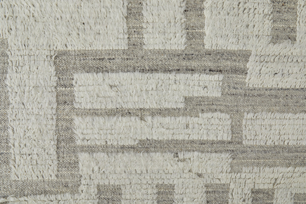 4 x 6 Gray & Ivory Wool Geometric Hand Woven Rug