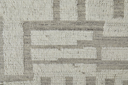 4 x 6 Gray & Ivory Wool Geometric Hand Woven Rug