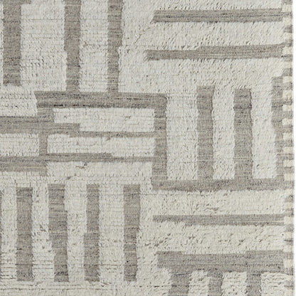 4 x 6 Gray & Ivory Wool Geometric Hand Woven Rug