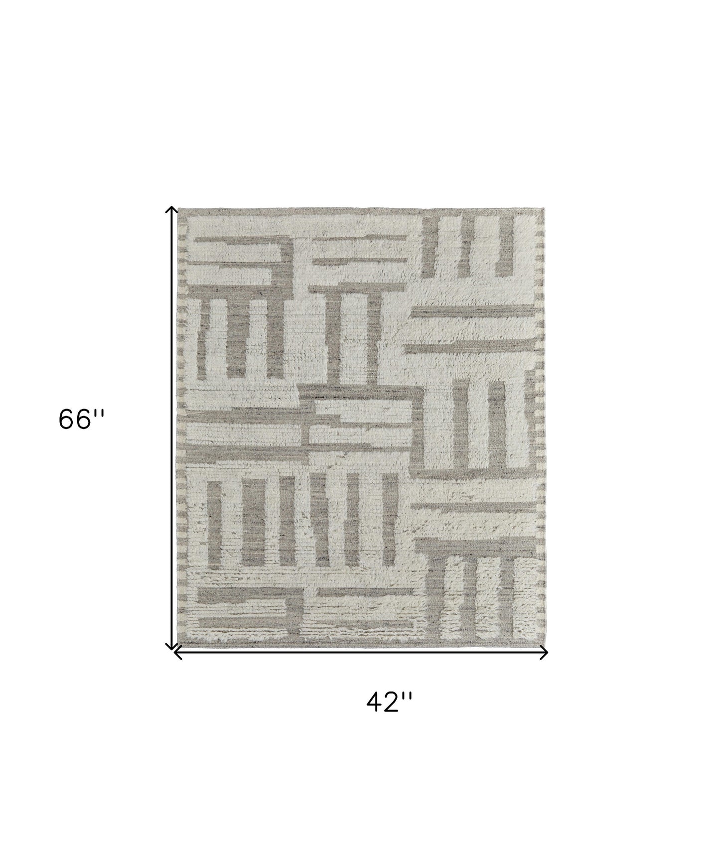 4 x 6 Gray & Ivory Wool Geometric Hand Woven Rug