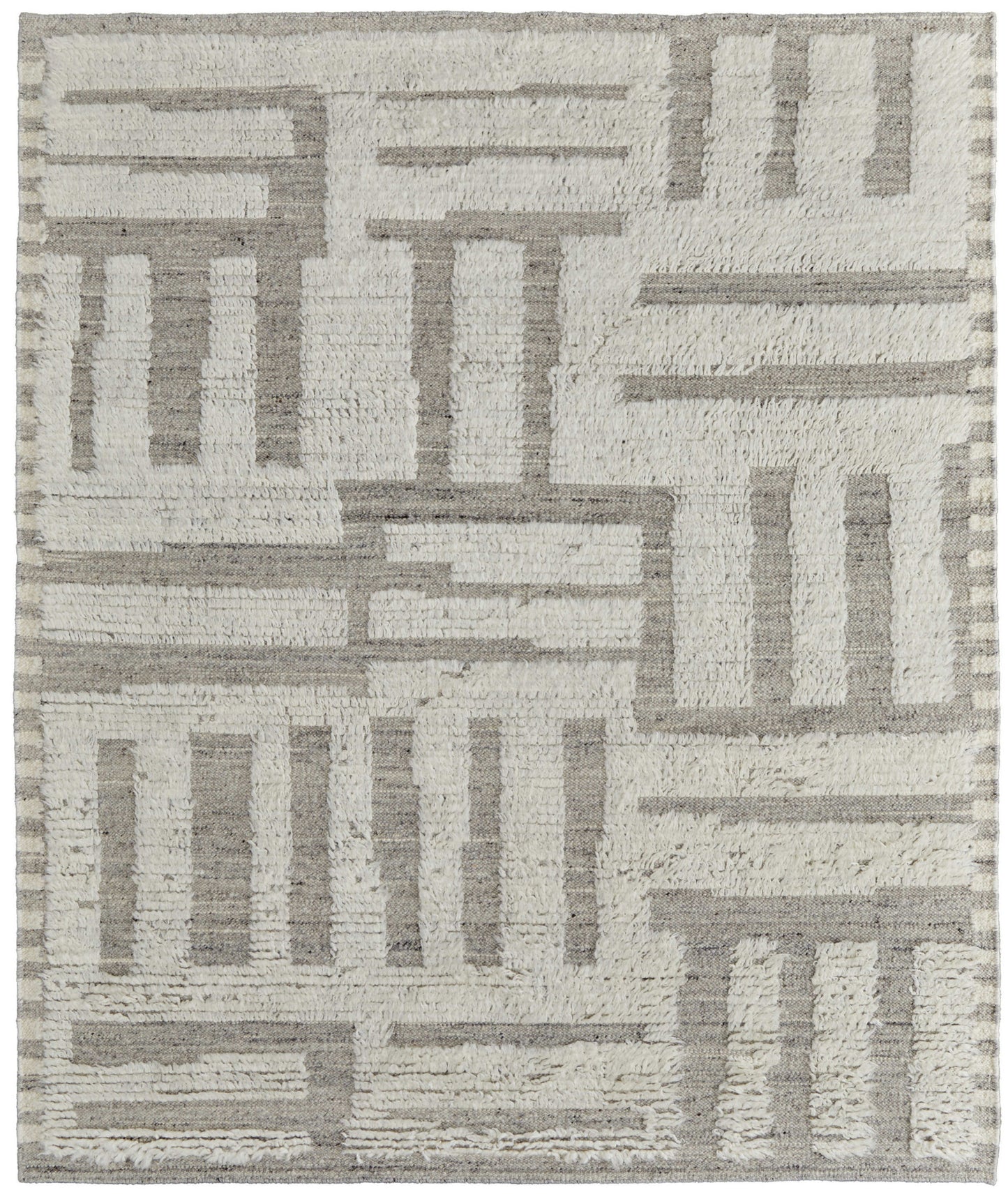 4 x 6 Gray & Ivory Wool Geometric Hand Woven Rug