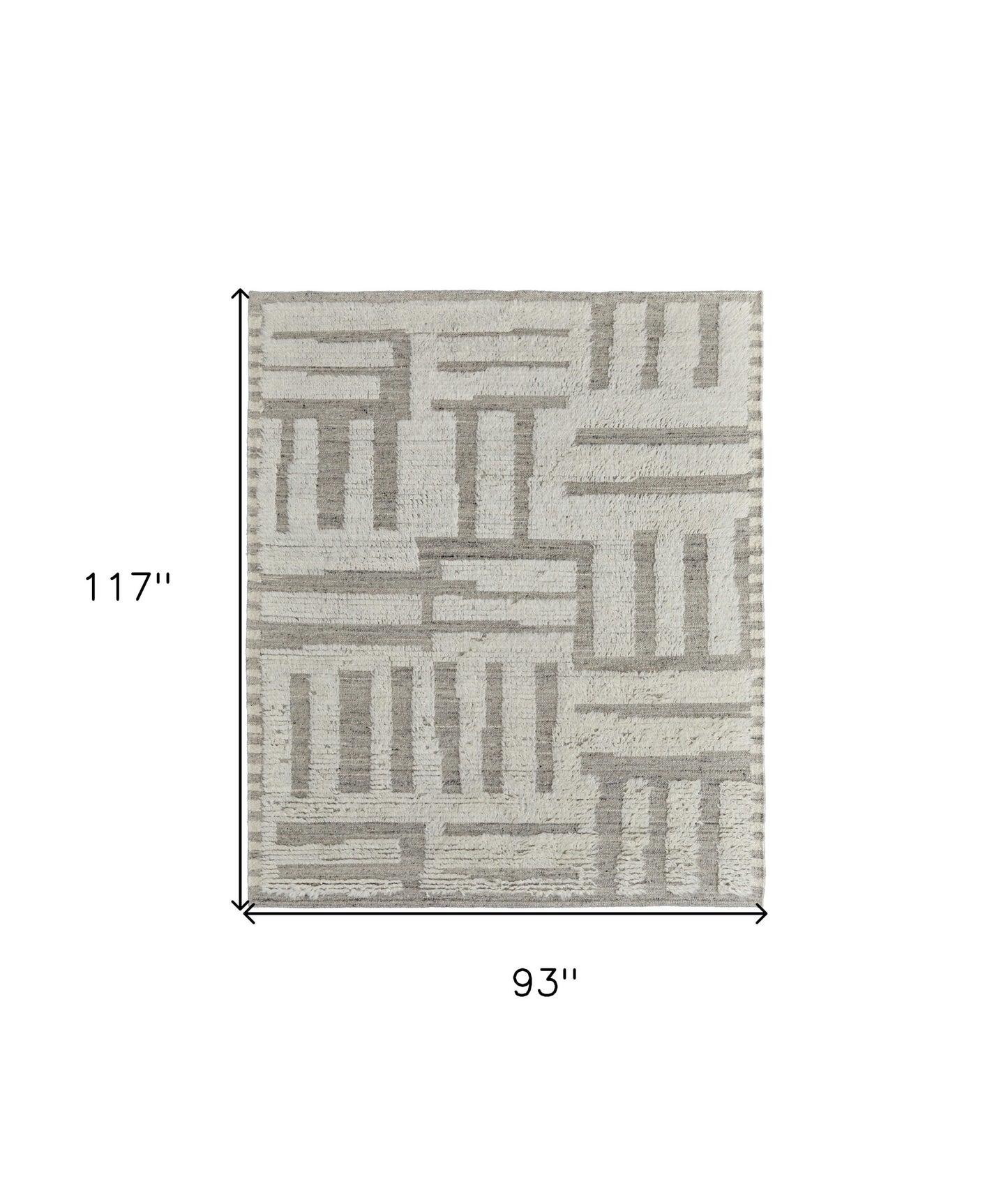 8 x 10 Gray & Ivory Wool Geometric Hand Woven Rug