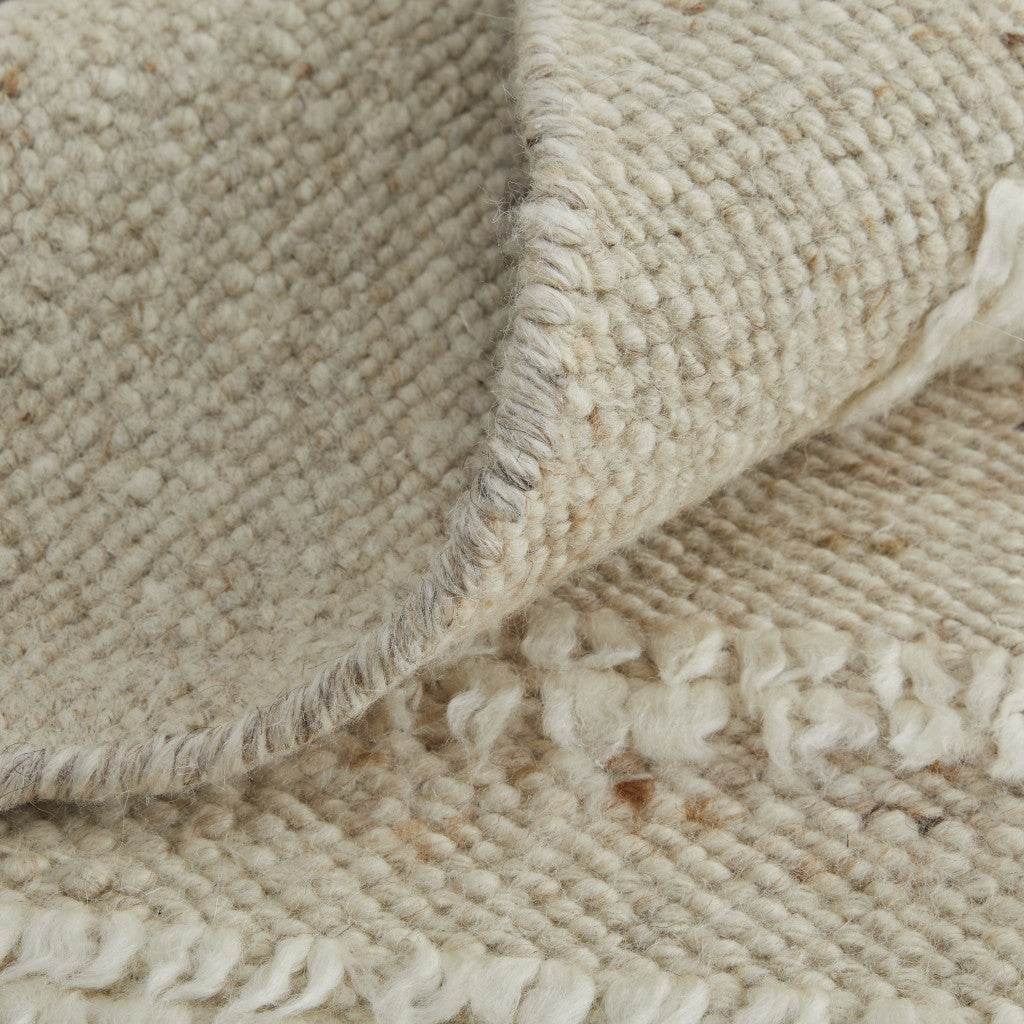 4 x 6 White & Tan Wool Striped Hand Woven Rug