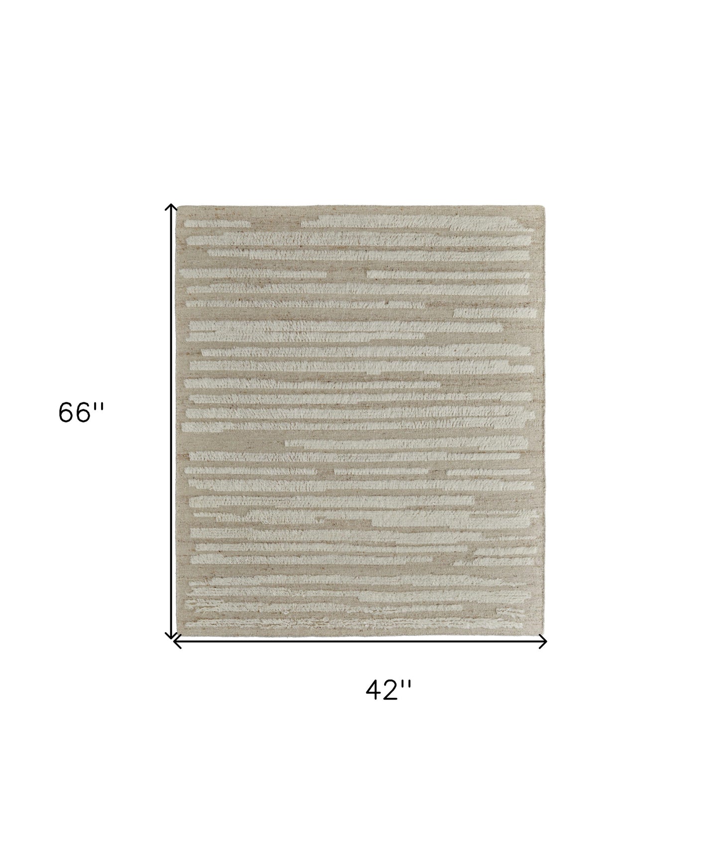 4 x 6 White & Tan Wool Striped Hand Woven Rug