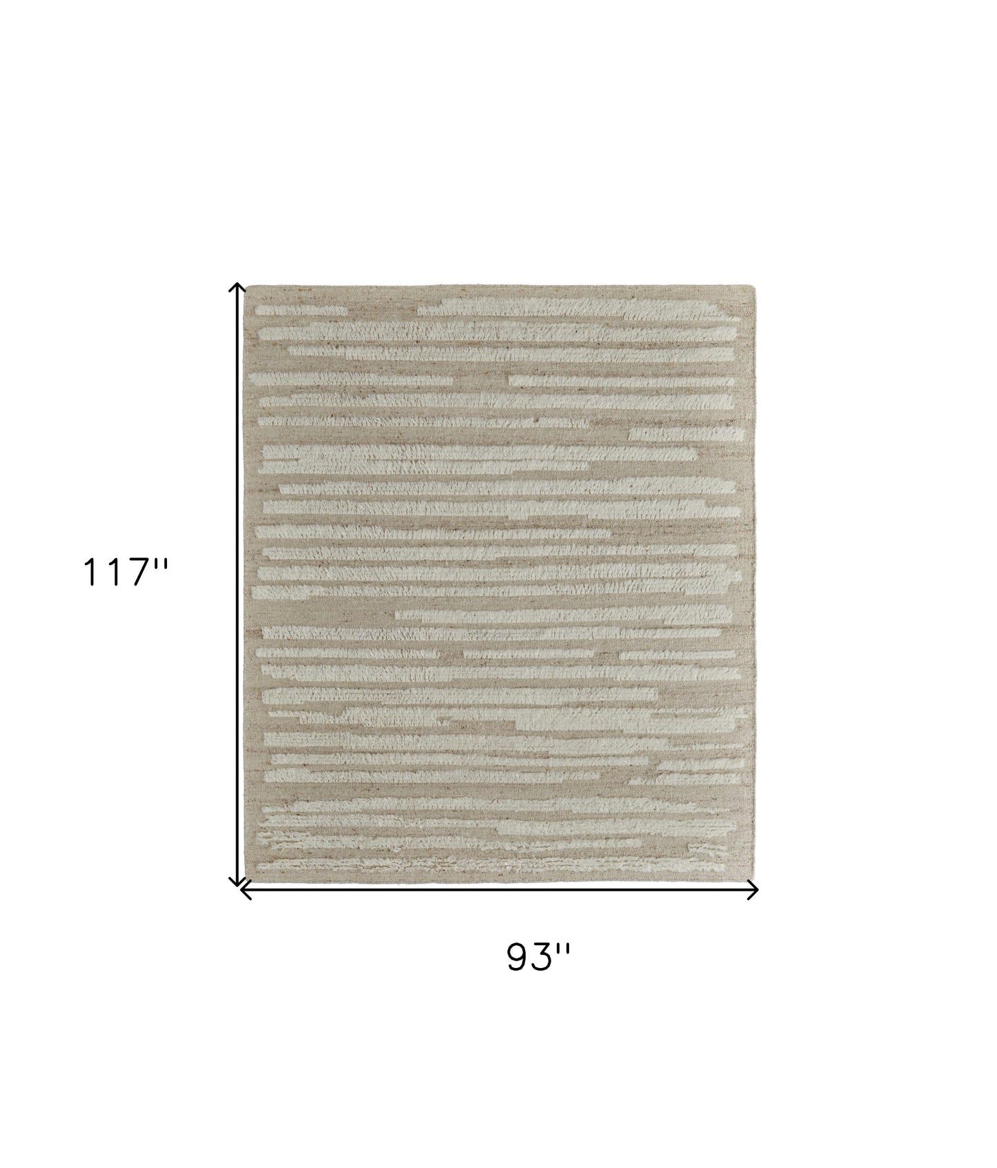 8 x 10 White & Tan Wool Striped Hand Woven Rug