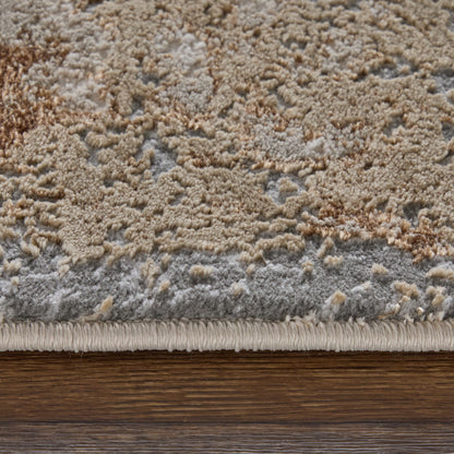 8 x 10 Ivory Tan & Gray Power Loom Rug