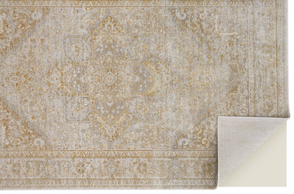 8 x 10 Ivory & Gold Oriental Power Loom Rug