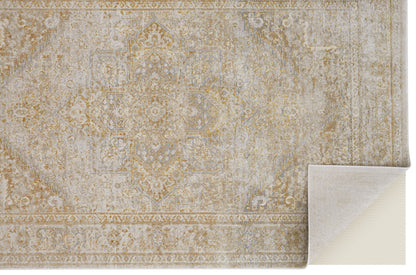 8 x 10 Ivory & Gold Oriental Power Loom Rug