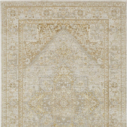 8 x 10 Ivory & Gold Oriental Power Loom Rug