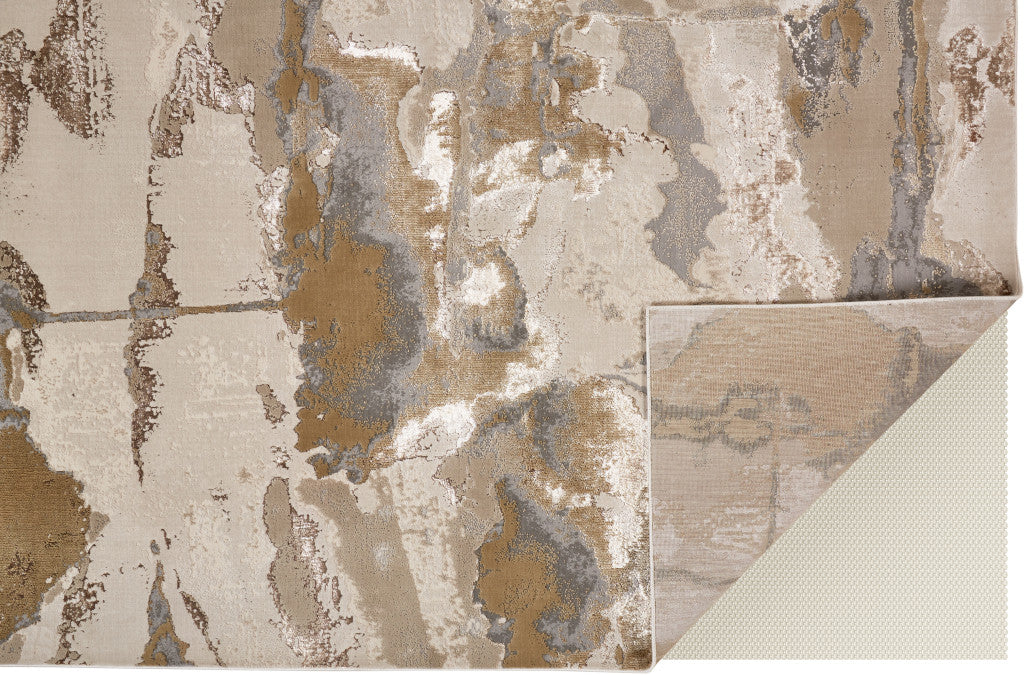 8 x 10 Ivory Brown & Gray Power Loom Rug