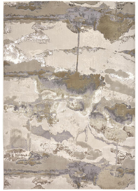 8 x 10 Ivory Brown & Gray Power Loom Rug