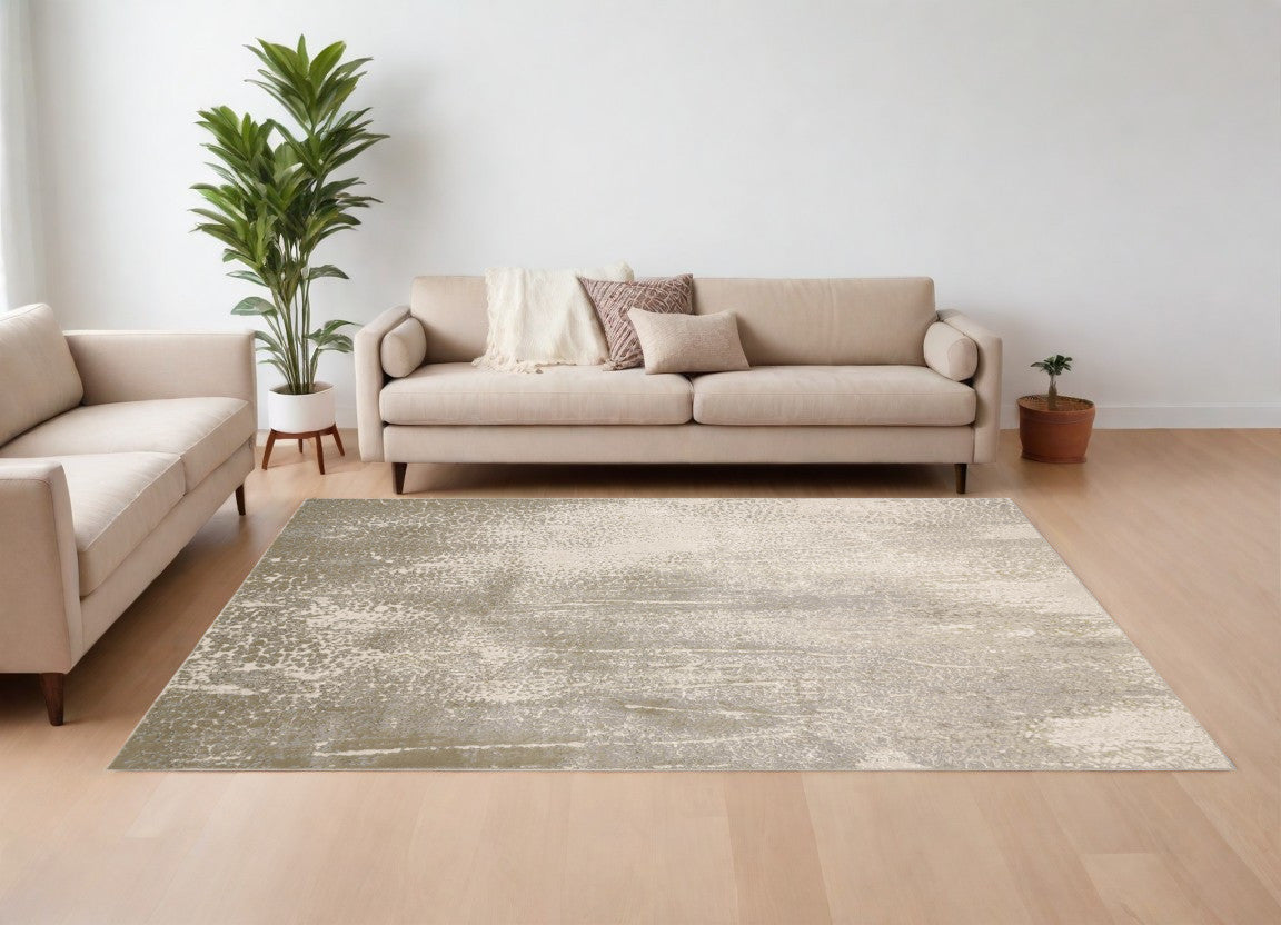 8 x 10 Gray & Ivory Power Loom Rug