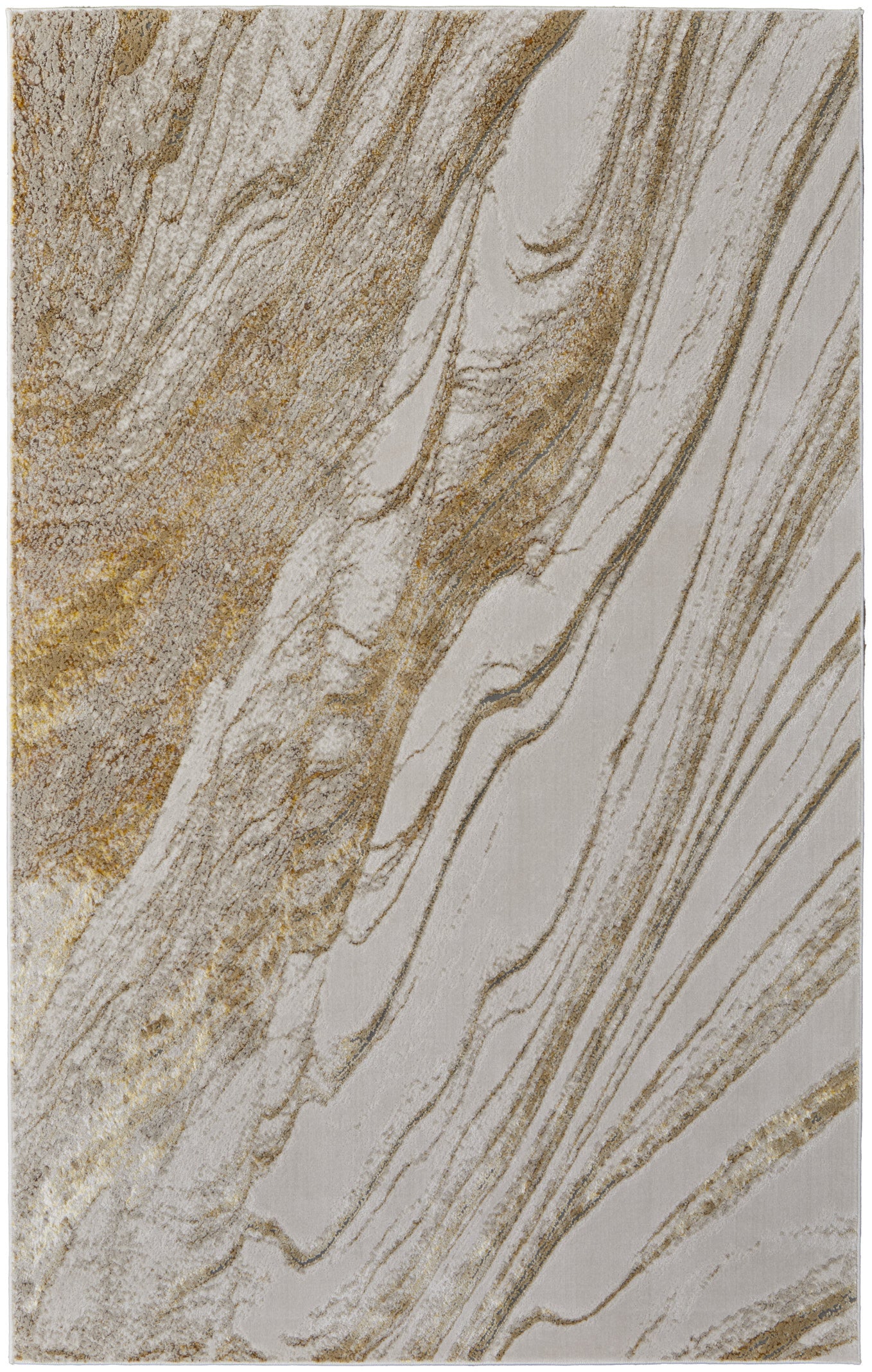 10 x 13 Ivory Brown & Gold Power Loom Rug