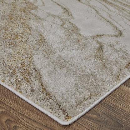 10 x 13 Ivory Brown & Gold Power Loom Rug