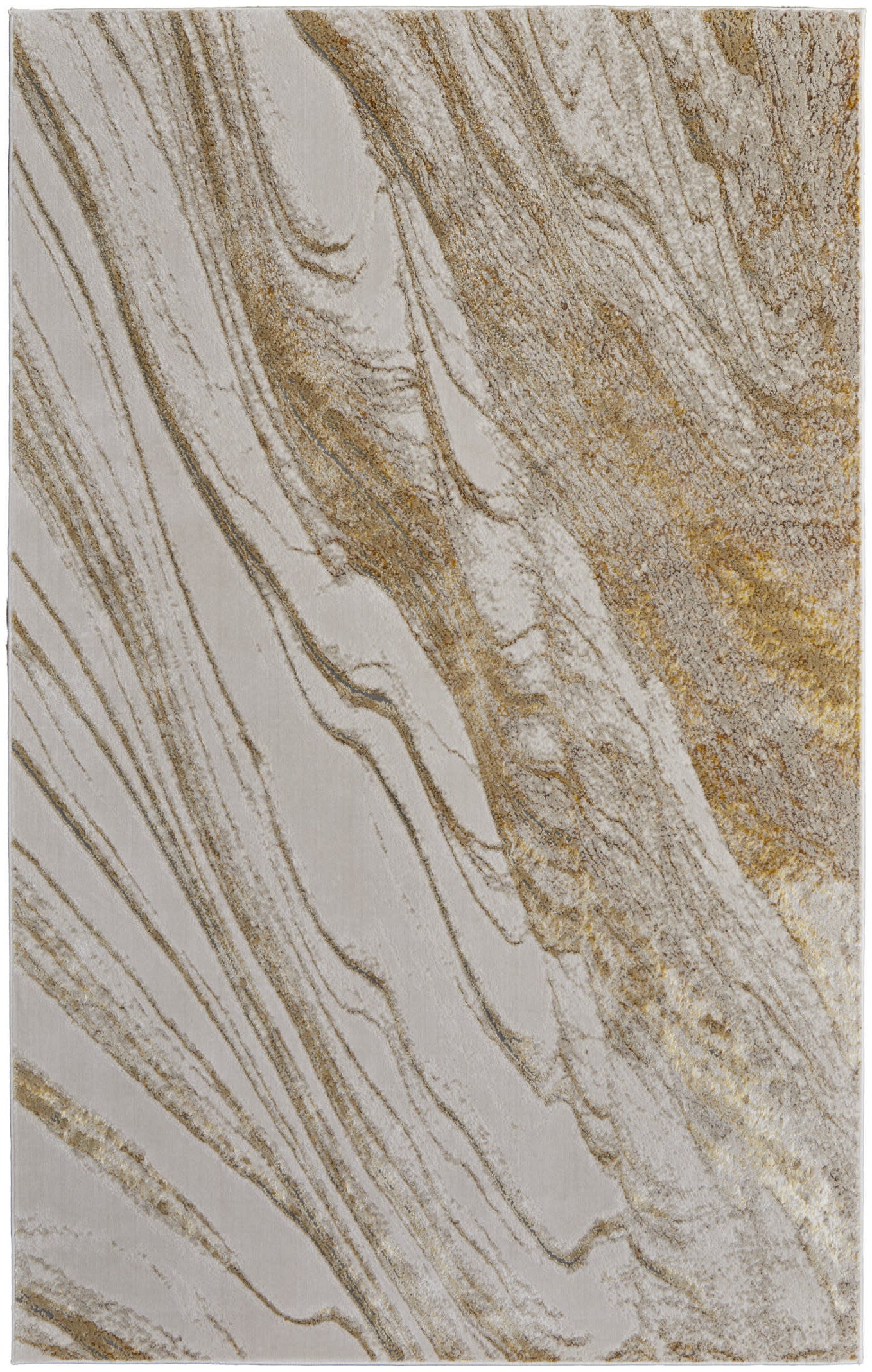 10 x 13 Ivory Brown & Gold Power Loom Rug