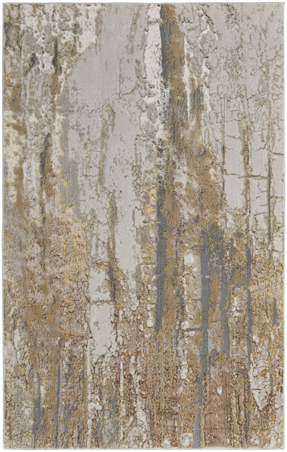 10 x 13 Ivory Gray & Brown Power Loom Rug