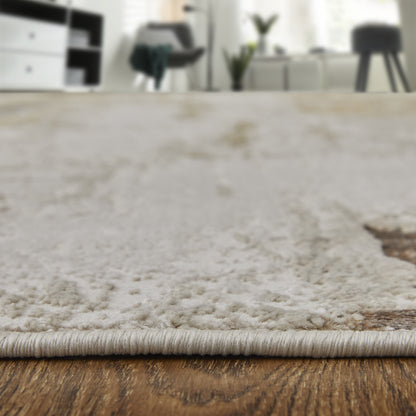 10 x 13 Ivory Gray & Brown Power Loom Rug