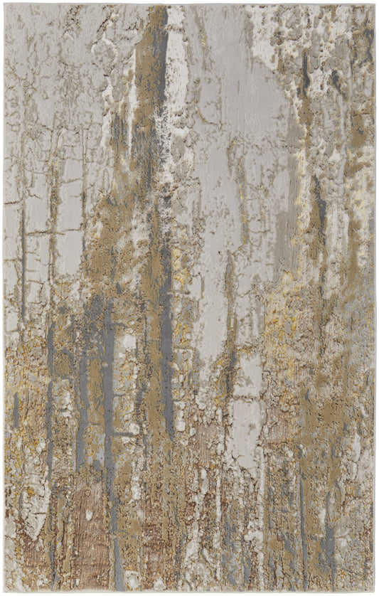 10 x 13 Ivory Gray & Brown Power Loom Rug