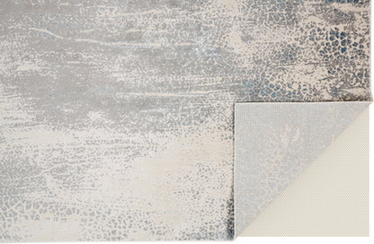 8 x 10 Ivory Gray & Blue Power Loom Rug