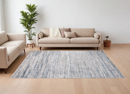8 x 10 Ivory Gray & Blue Power Loom Rug