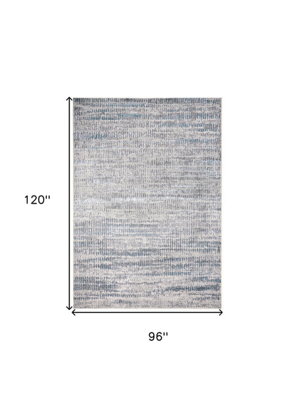 8 x 10 Ivory Gray & Blue Power Loom Rug