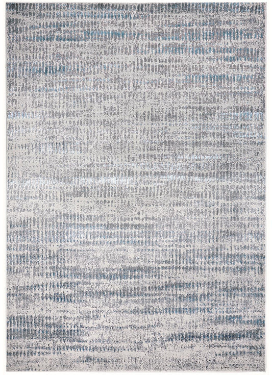 8 x 10 Ivory Gray & Blue Power Loom Rug