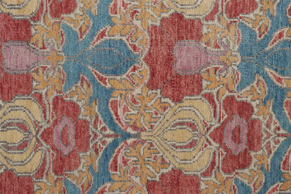 4 x 6 Blue Red & Yellow Wool Oriental Hand Knotted Rug