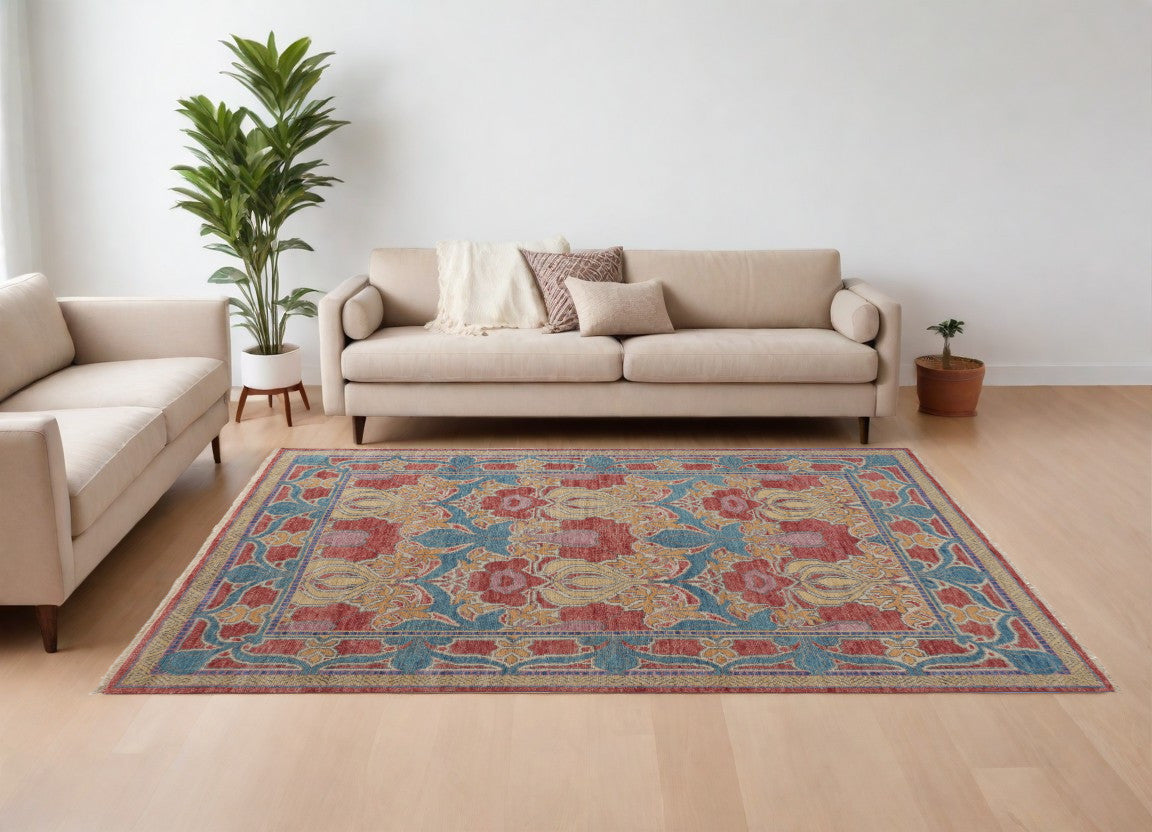 12 x 15 Blue Red & Yellow Wool Oriental Hand Knotted Rug