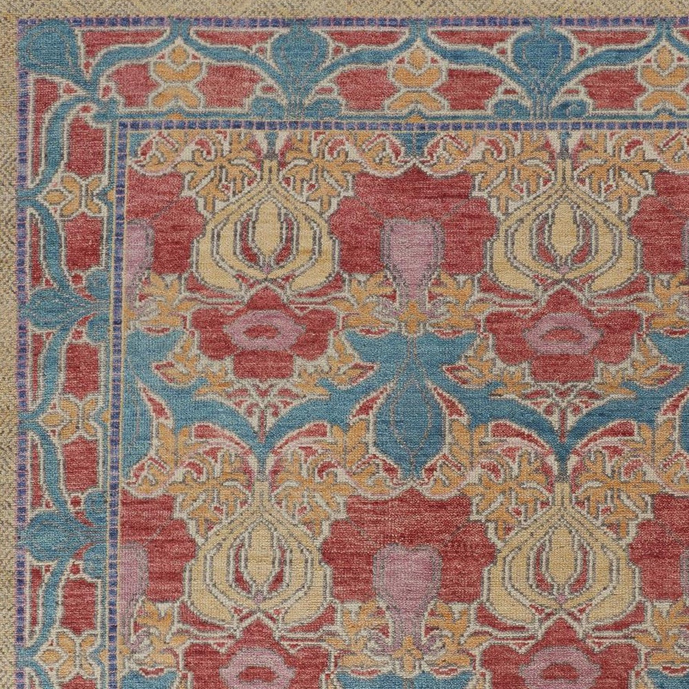 12 x 15 Blue Red & Yellow Wool Oriental Hand Knotted Rug