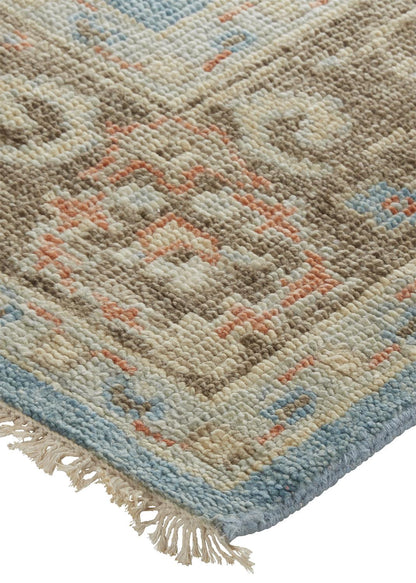 12 x 15 Brown & Blue Wool Oriental Hand Knotted Rug