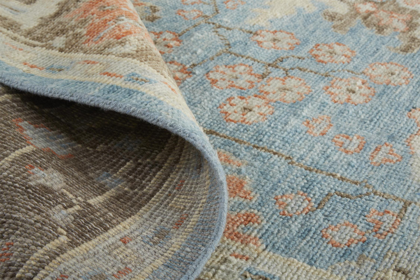 12 x 15 Brown & Blue Wool Oriental Hand Knotted Rug