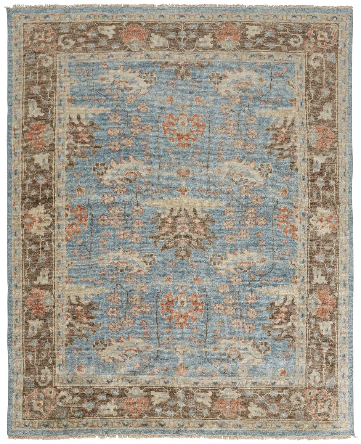 12 x 15 Brown & Blue Wool Oriental Hand Knotted Rug