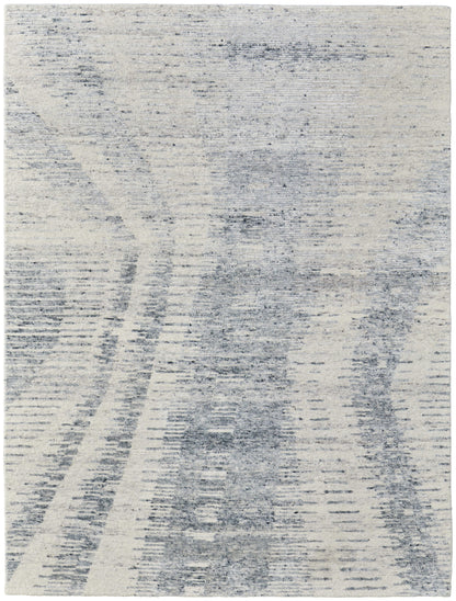 4 x 6 Ivory Gray & Blue Hand Knotted Rug