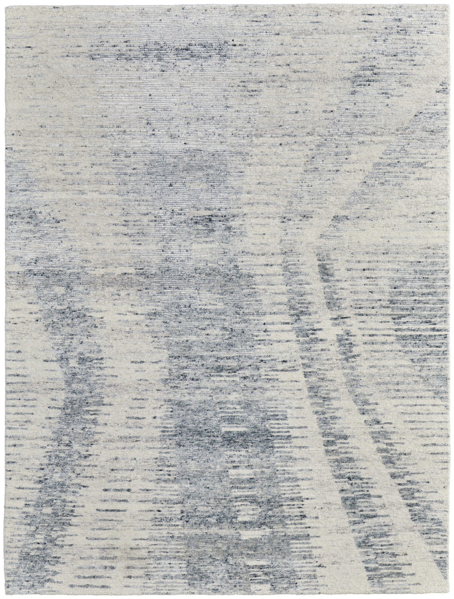 4 x 6 Ivory Gray & Blue Hand Knotted Rug