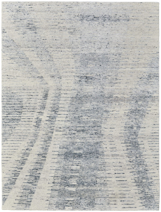 12 x 15 Ivory Gray & Blue Hand Knotted Rug