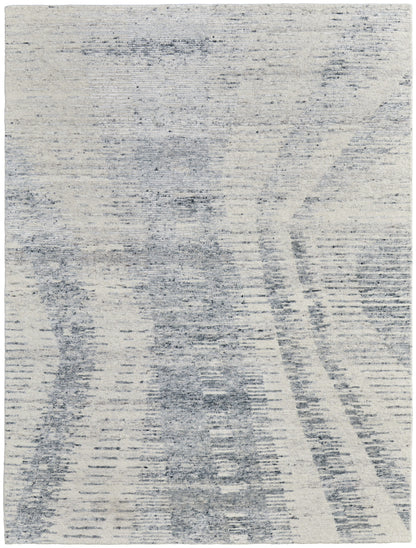 12 x 15 Ivory Gray & Blue Hand Knotted Rug