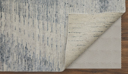 12 x 15 Ivory Gray & Blue Hand Knotted Rug