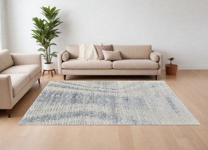 12 x 15 Ivory Gray & Blue Hand Knotted Rug