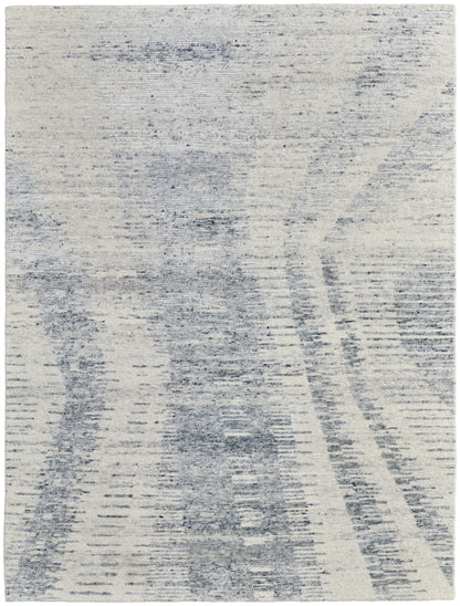 12 x 15 Ivory Gray & Blue Hand Knotted Rug