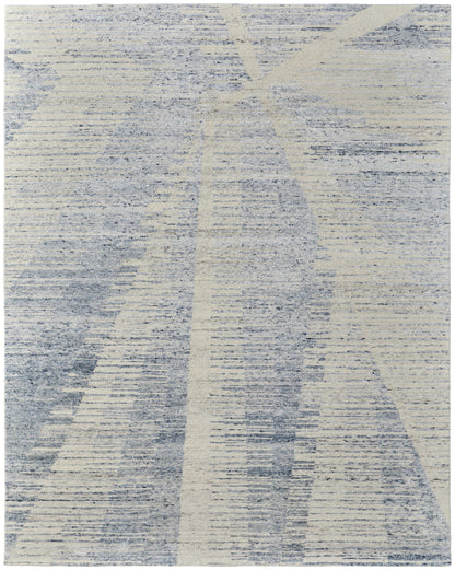 4 x 6 Ivory & Blue Hand Knotted Rug