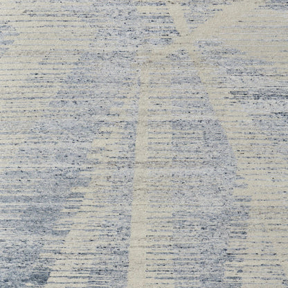 8 x 10 Ivory & Blue Hand Knotted Rug