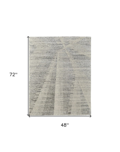 4 x 6 Ivory & Gray Hand Knotted Rug