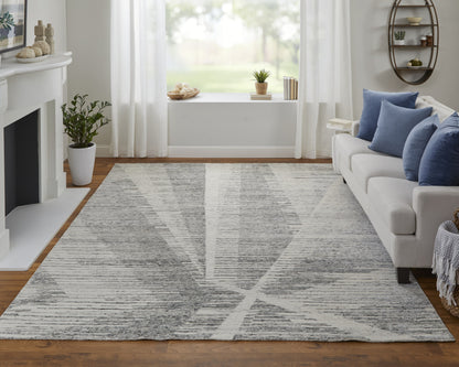 8 x 10 Ivory & Gray Hand Knotted Rug