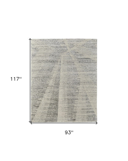 8 x 10 Ivory & Gray Hand Knotted Rug