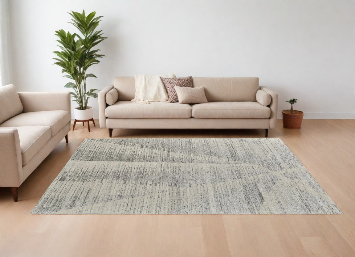 12 x 15 Ivory & Gray Hand Knotted Rug
